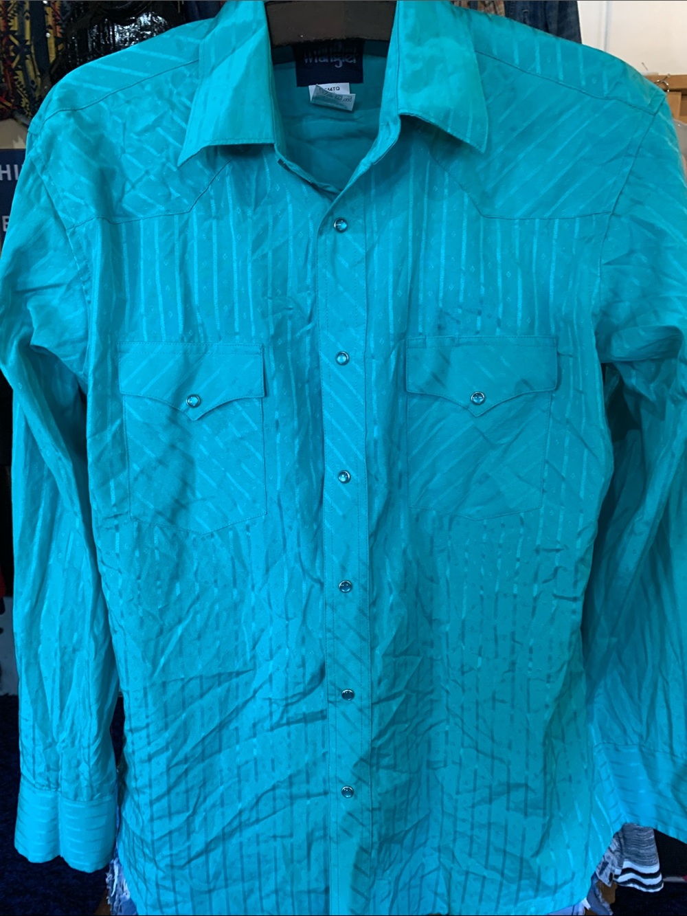 Turquoise Men's Button-Front Western Shirt Jacket
